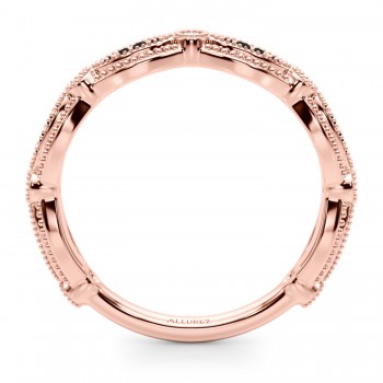 Antique Black Diamond & Diamond Wedding Ring Band 14K Rose Gold (0.20ct)